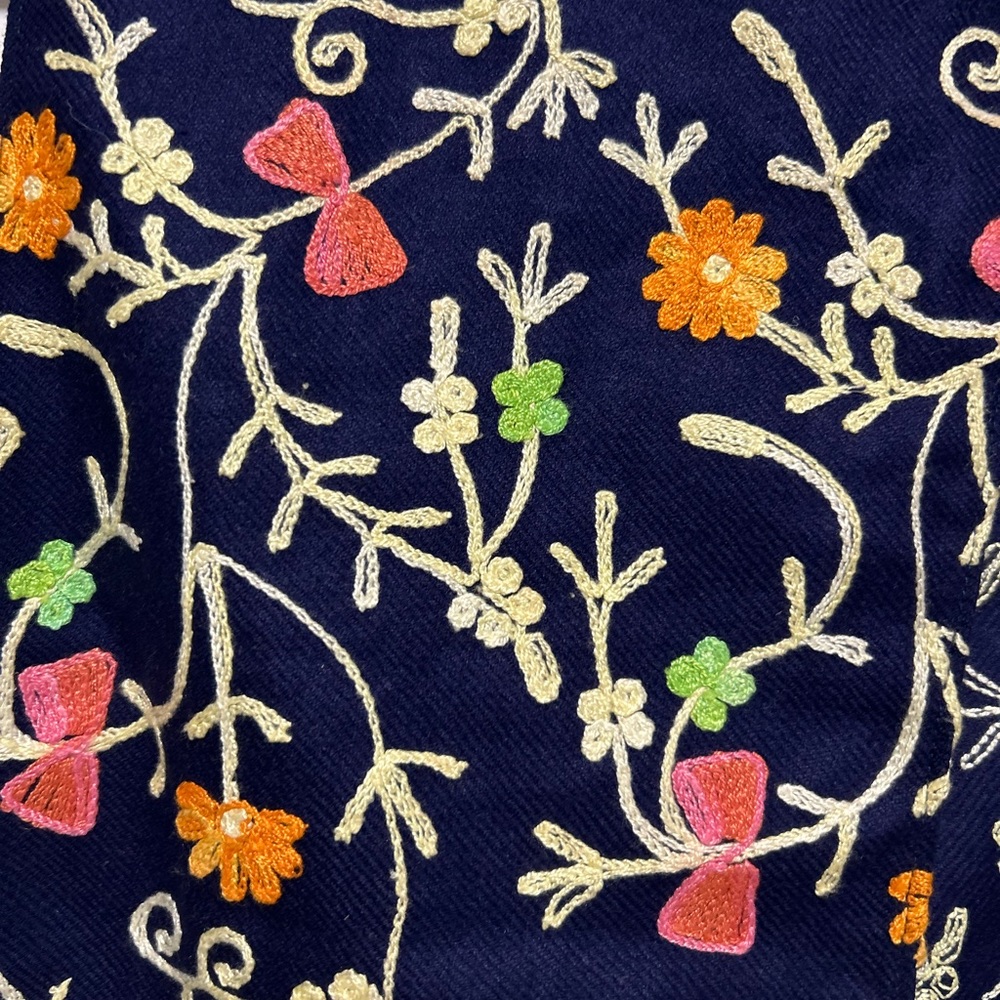 Colorful Floral Hand Embroidered Rectangular Scar… - image 2